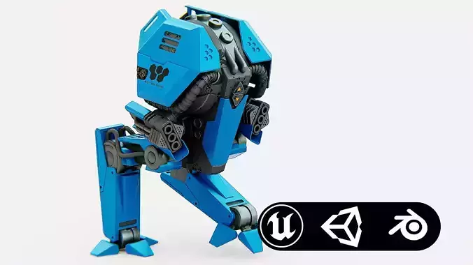 COMBAT DROID  FOVOS X Rigged for Unreal Engine - Unity - MIXAMO 3D model