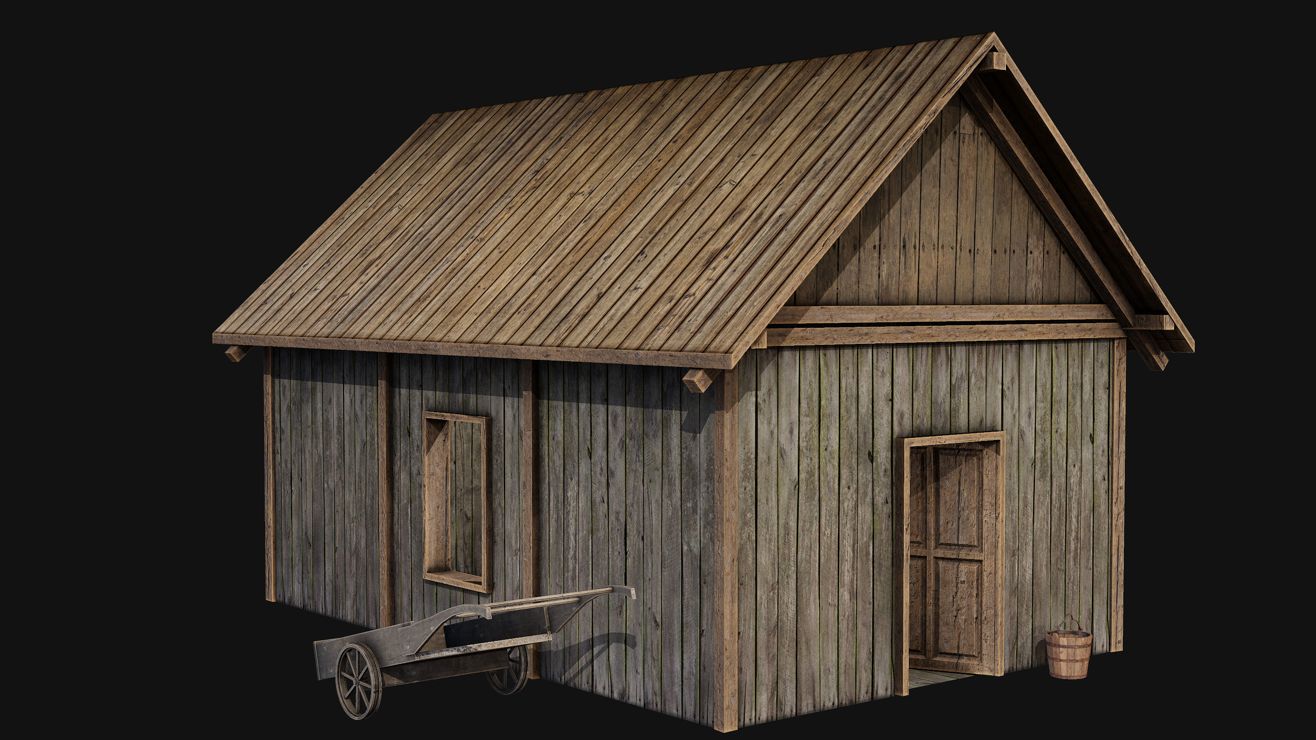 Old Medieval Building Low-poly 3D model_1