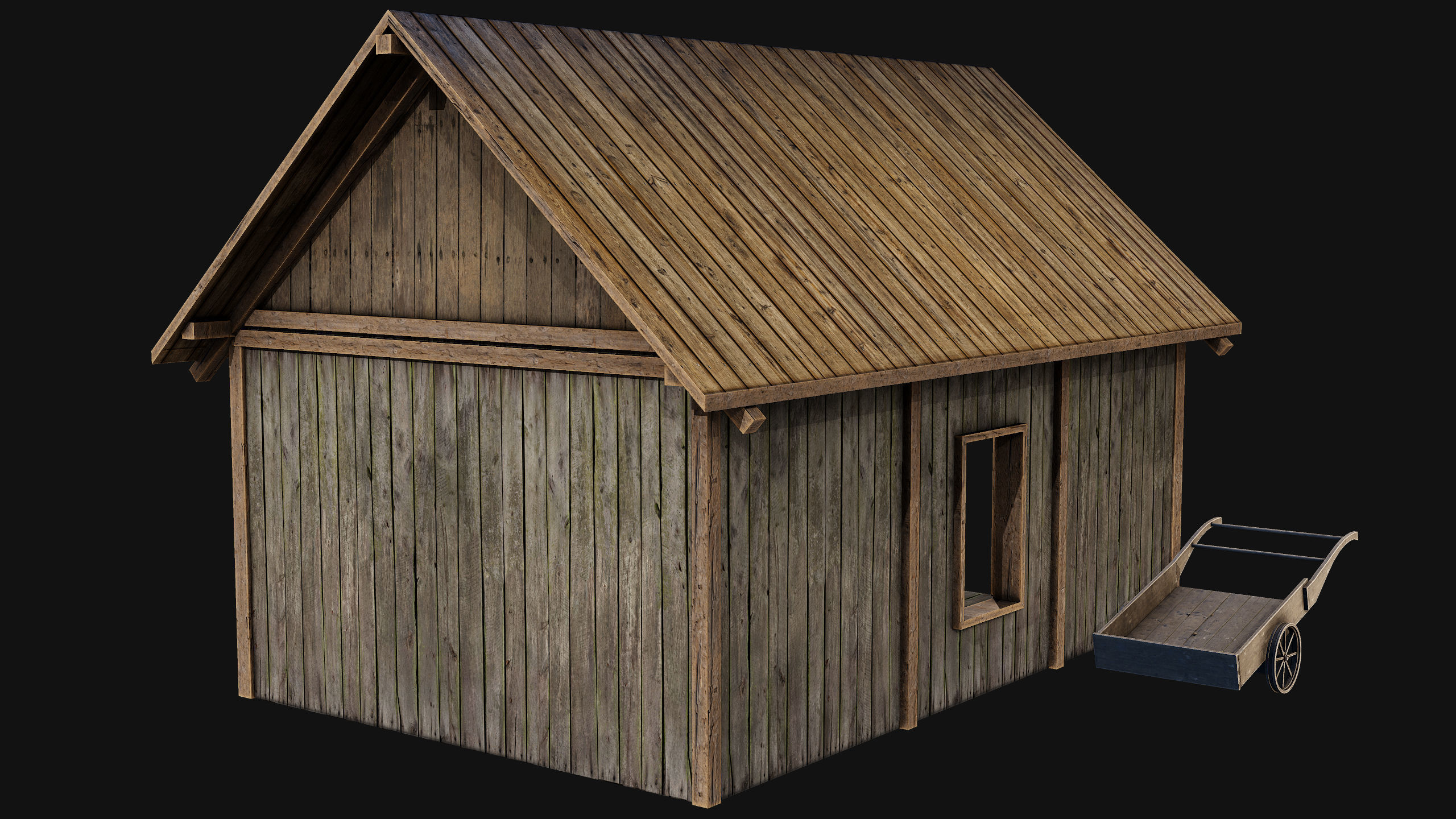 Old Medieval Building Low-poly 3D model_3