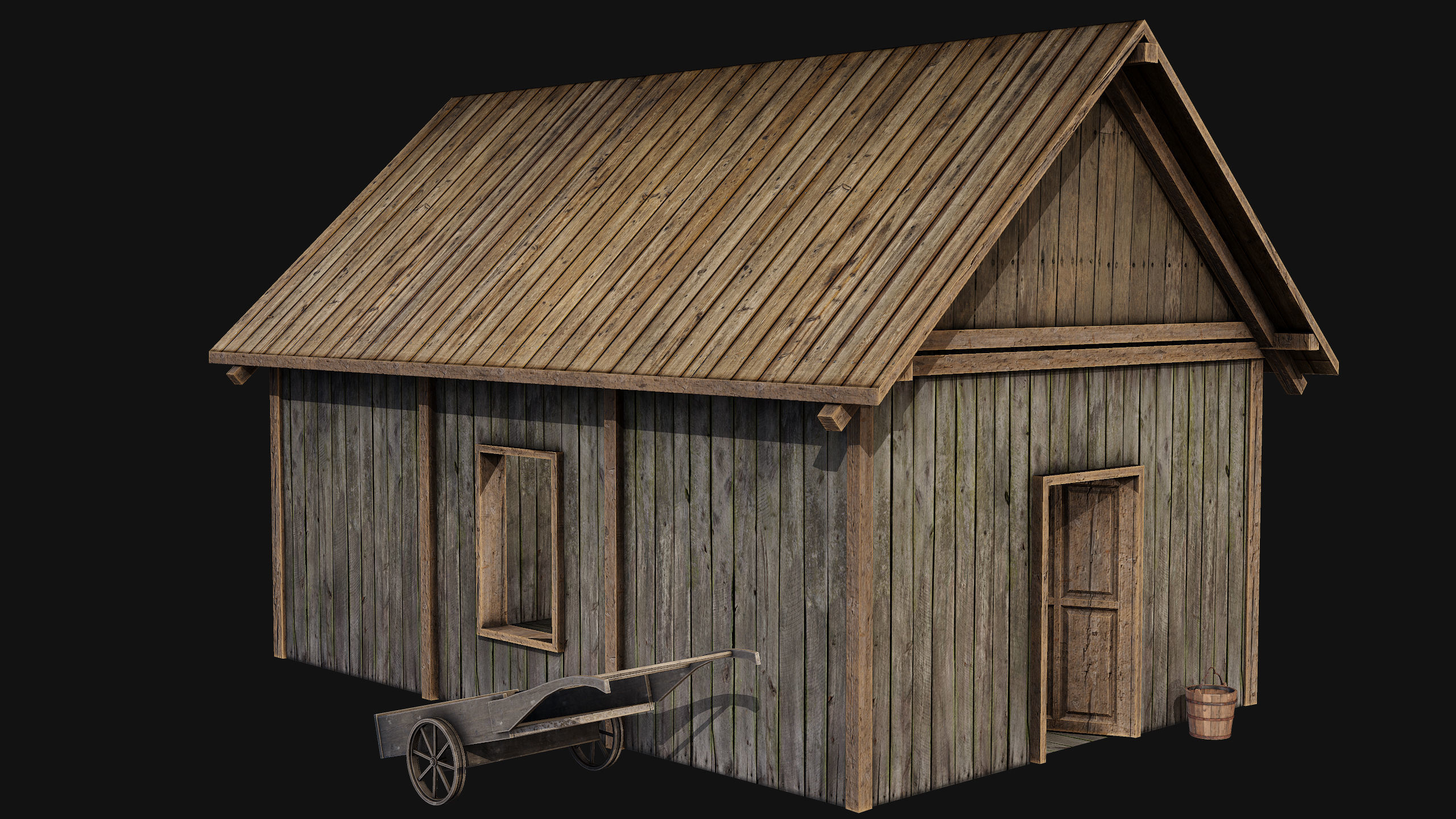 Old Medieval Building Low-poly 3D model_5