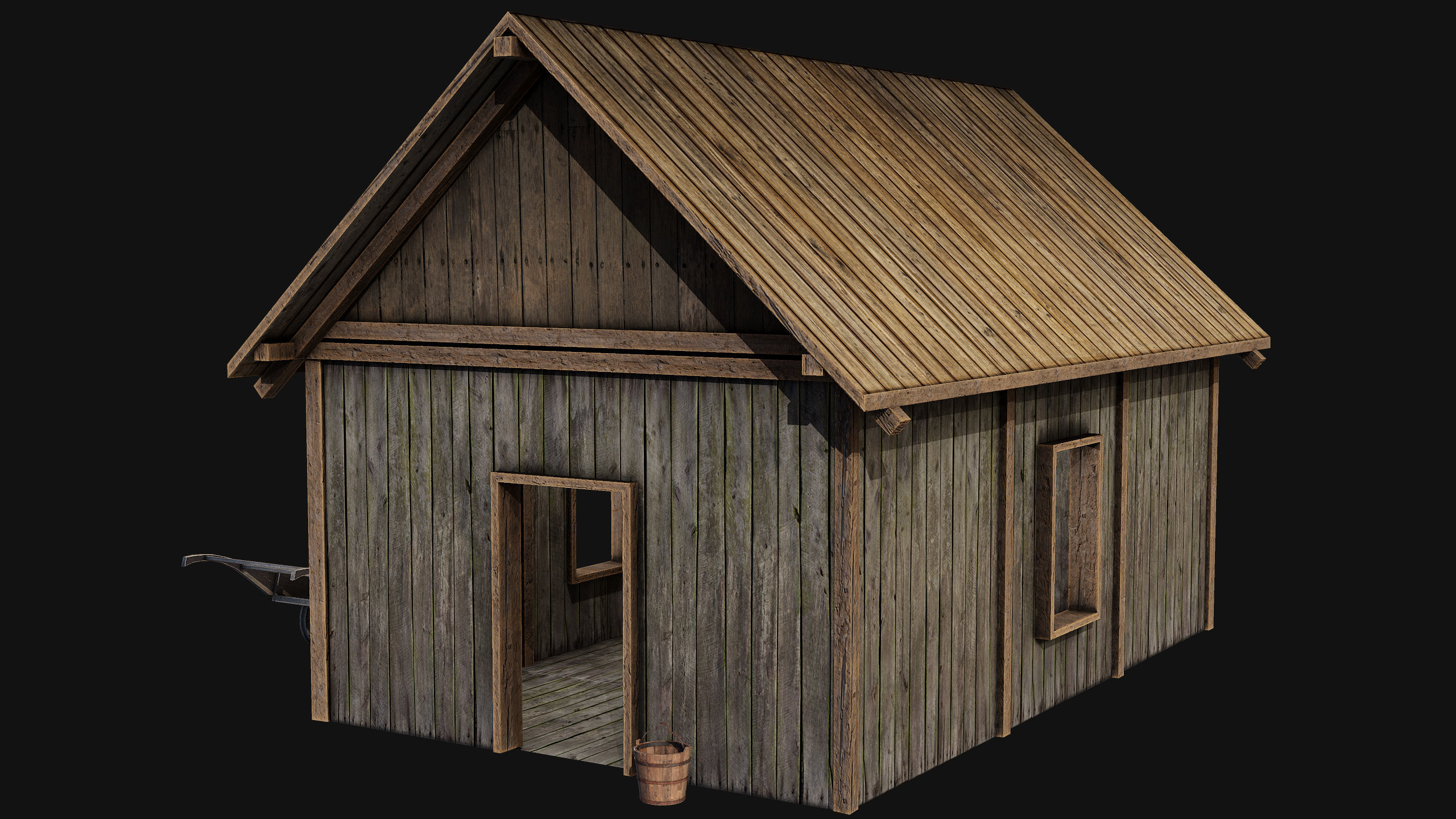 Old Medieval Building Low-poly 3D model_7