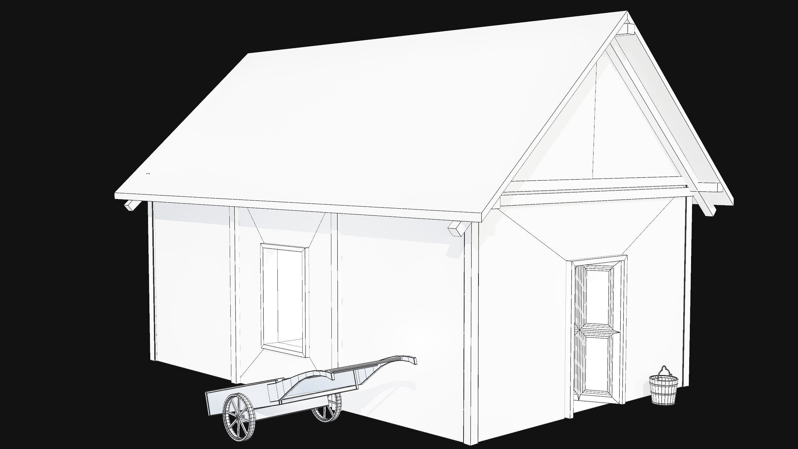 Old Medieval Building Low-poly 3D model_2