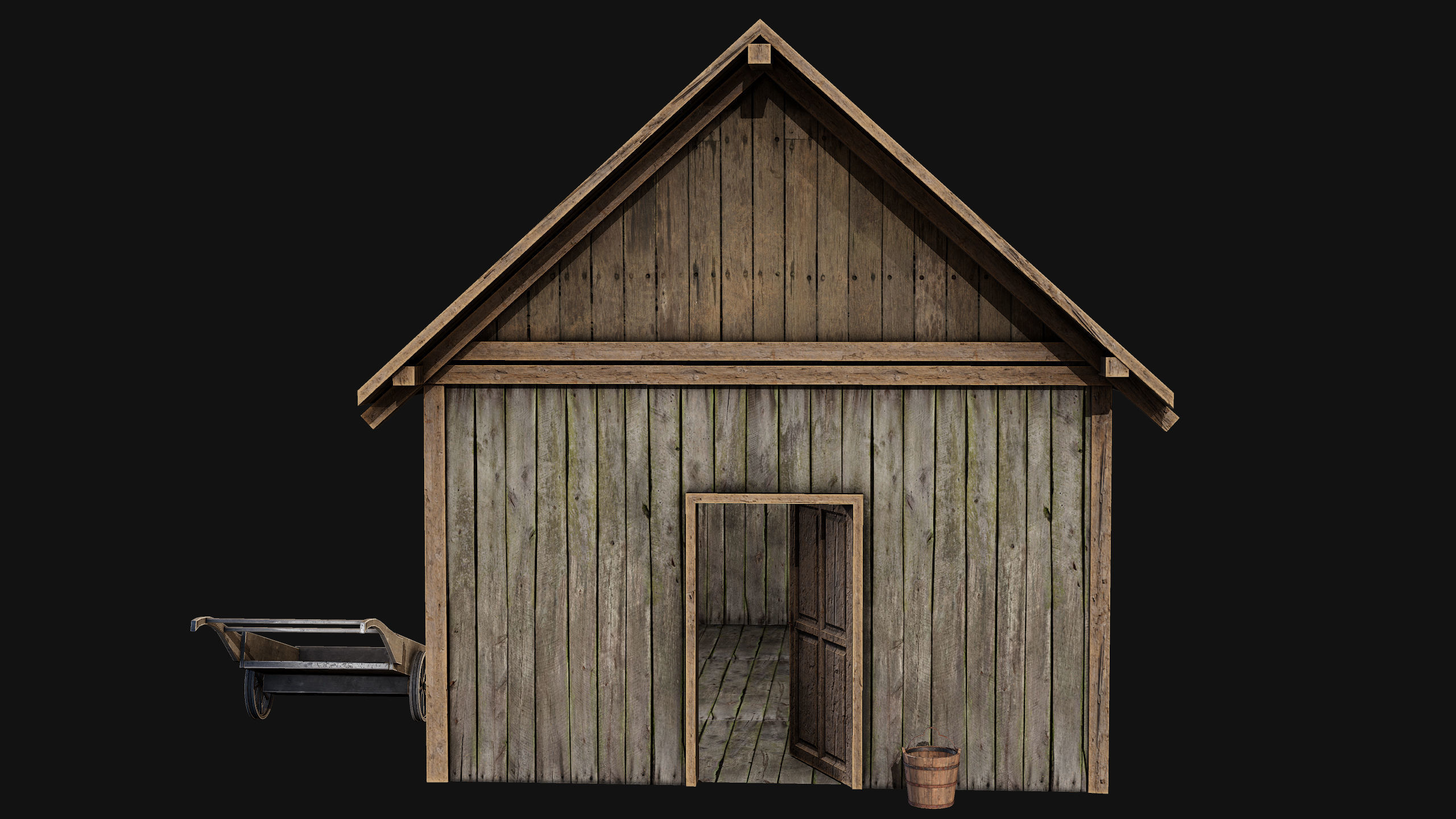 Old Medieval Building Low-poly 3D model_8