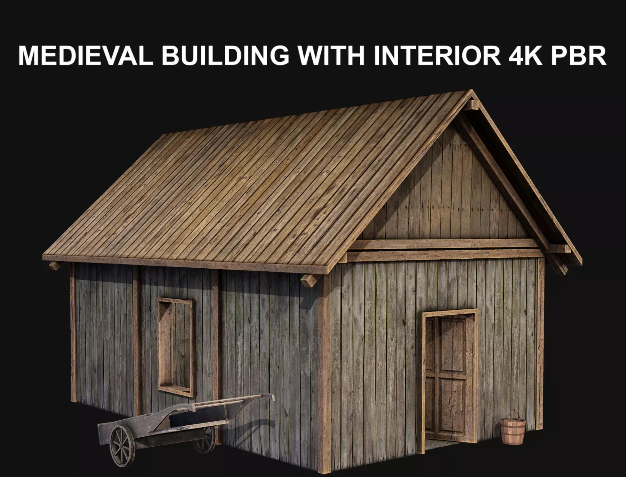 Old Medieval Building Low-poly 3D model_0