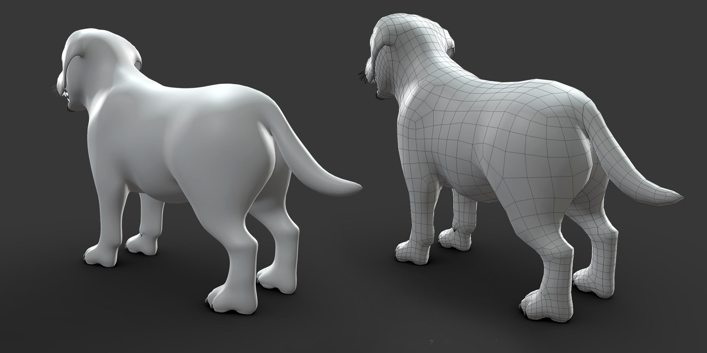 Baby Dog Basemesh Low-poly 3D model_3