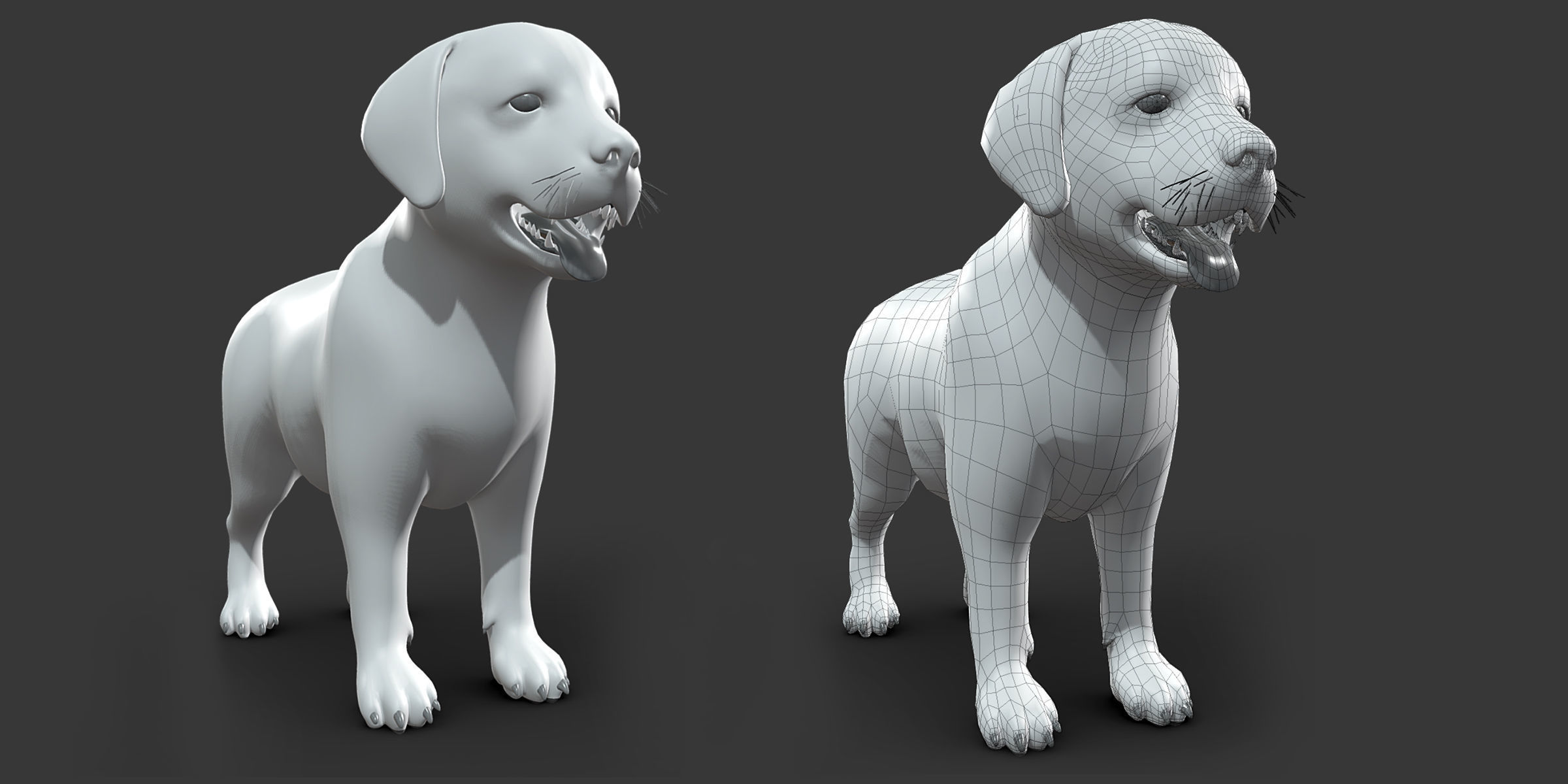 Baby Dog Basemesh Low-poly 3D model_1