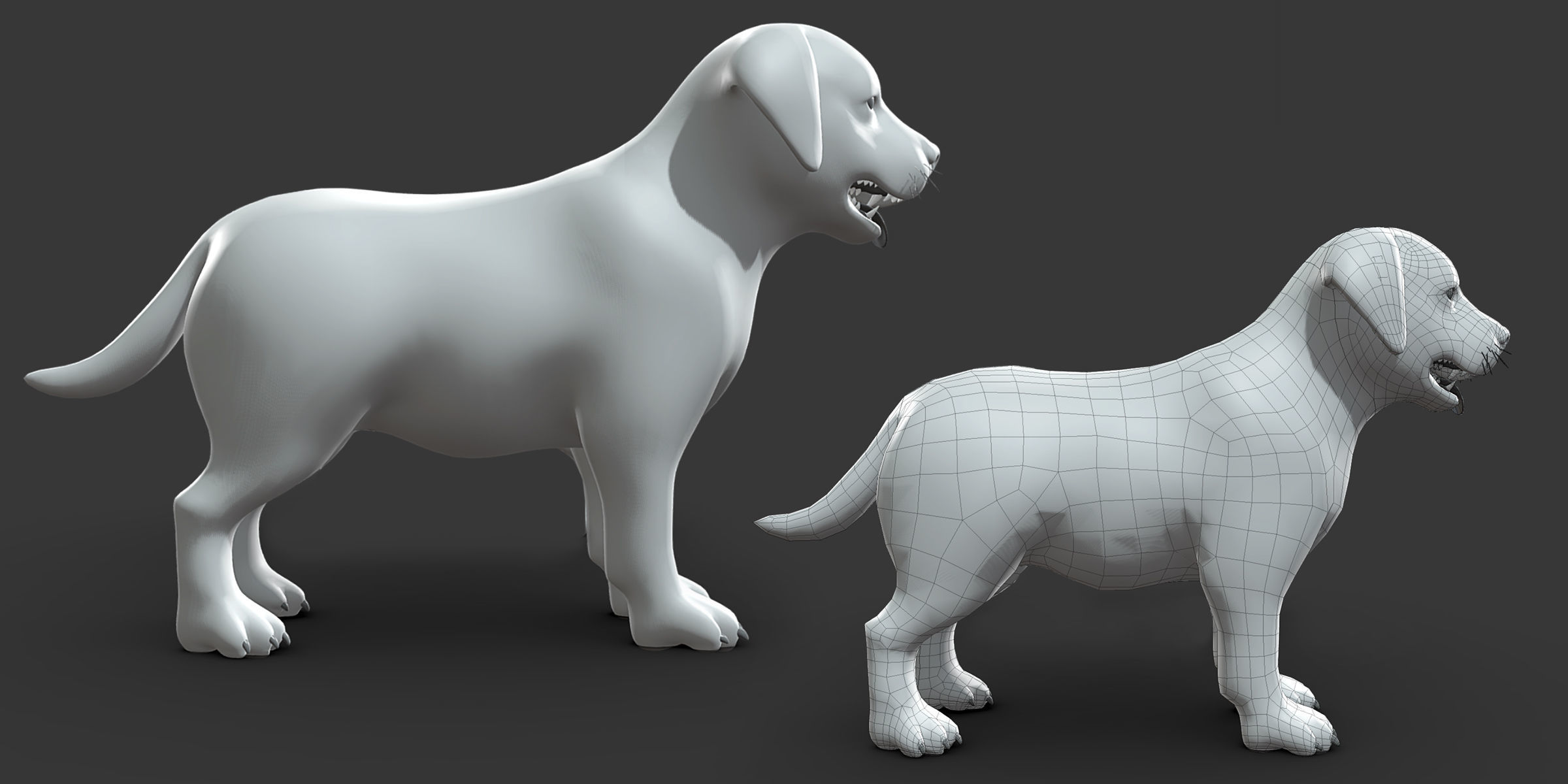 Baby Dog Basemesh Low-poly 3D model_2