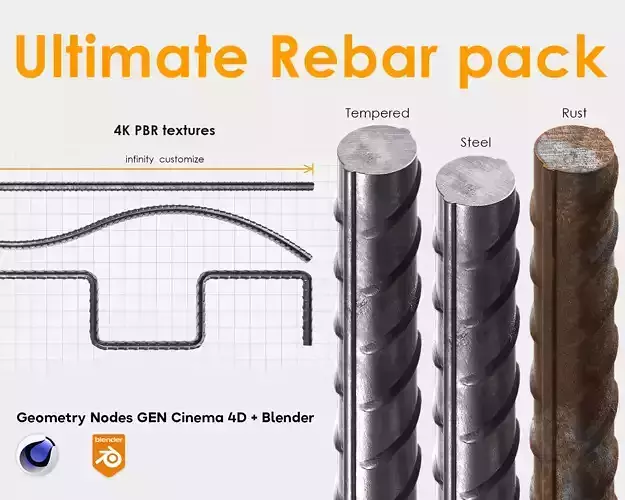Construction Rebar metal reinforcement 3D model