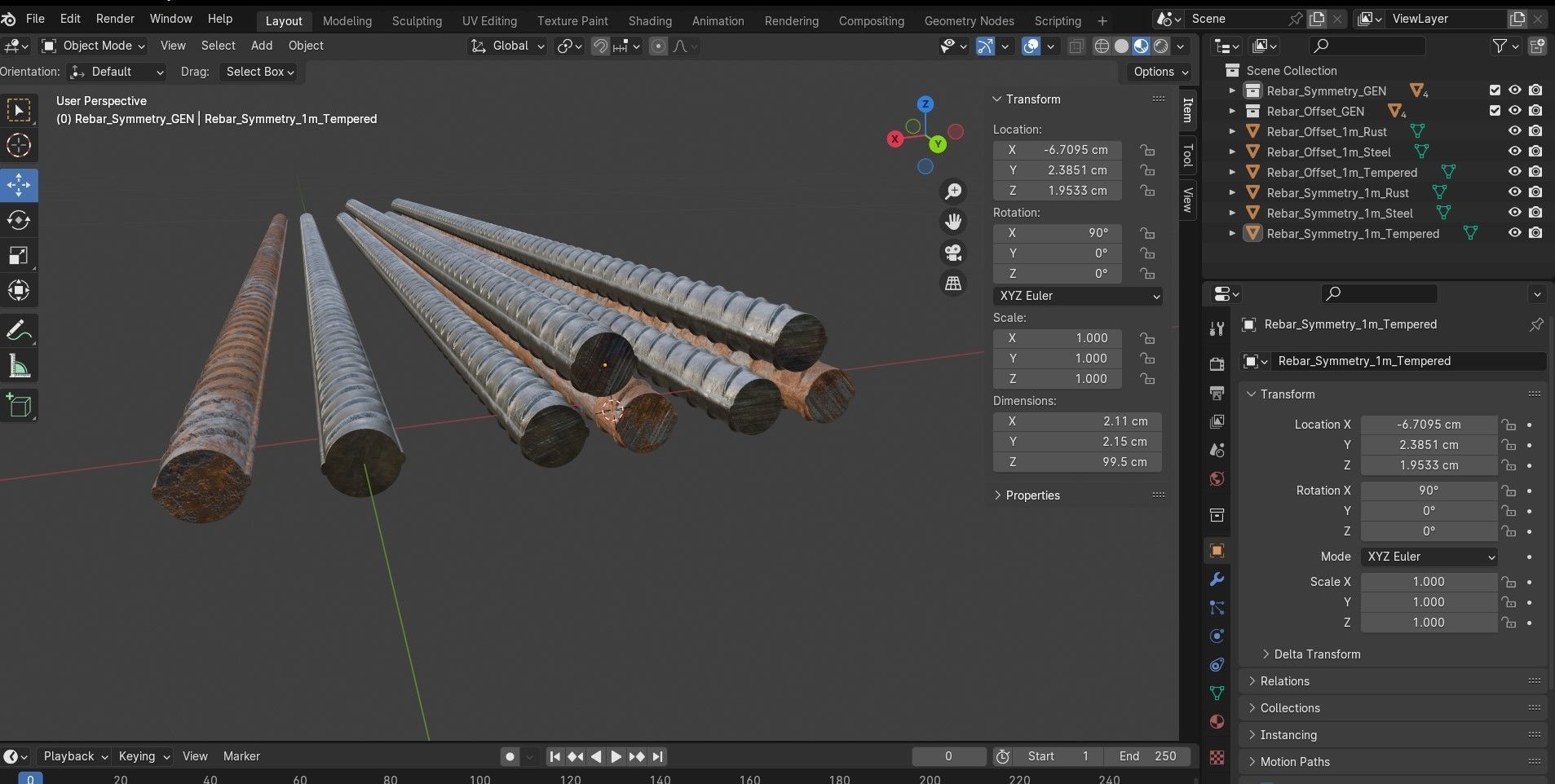 Construction Rebar metal reinforcement 3D model_10