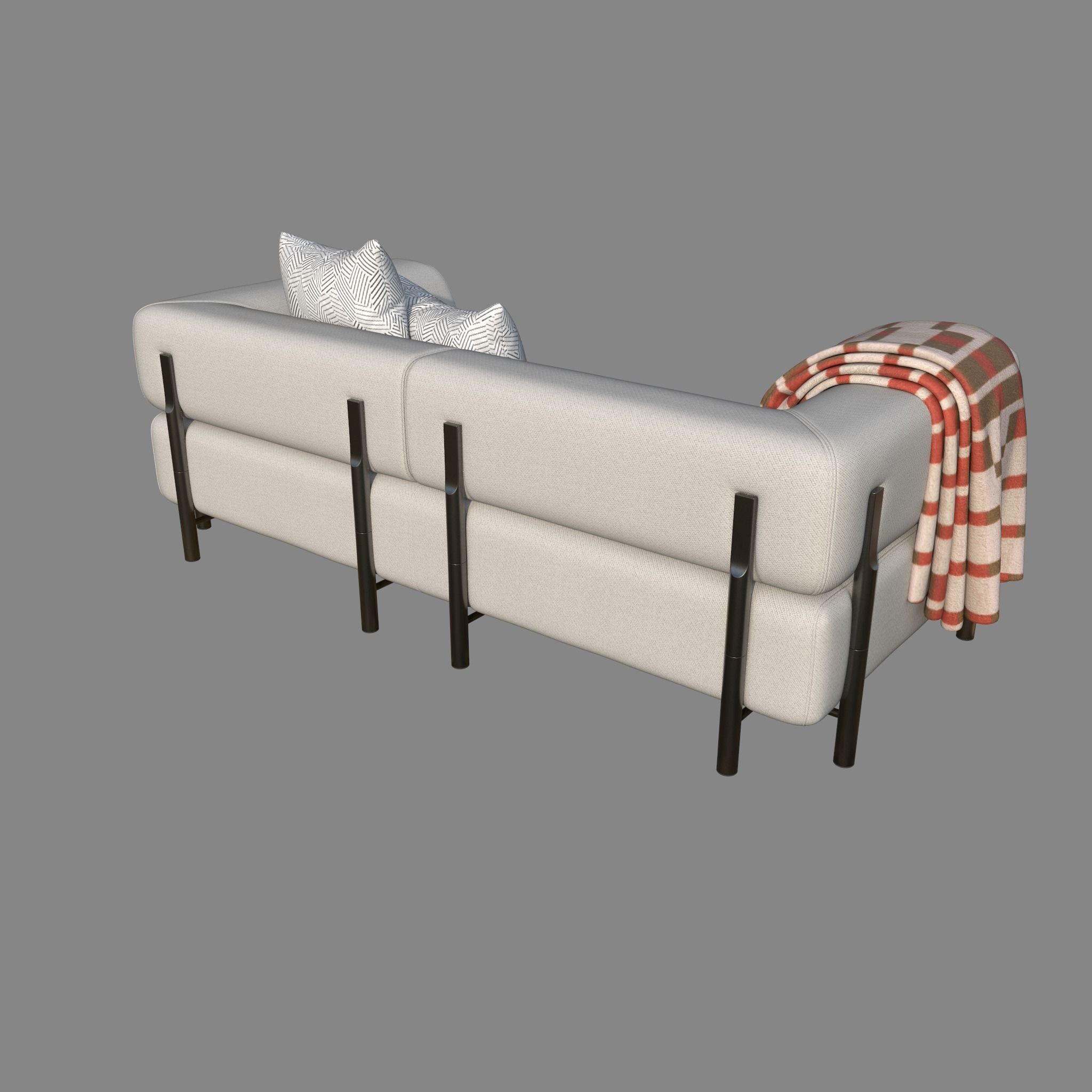 Sofa with pillow Low-poly 3D model_4