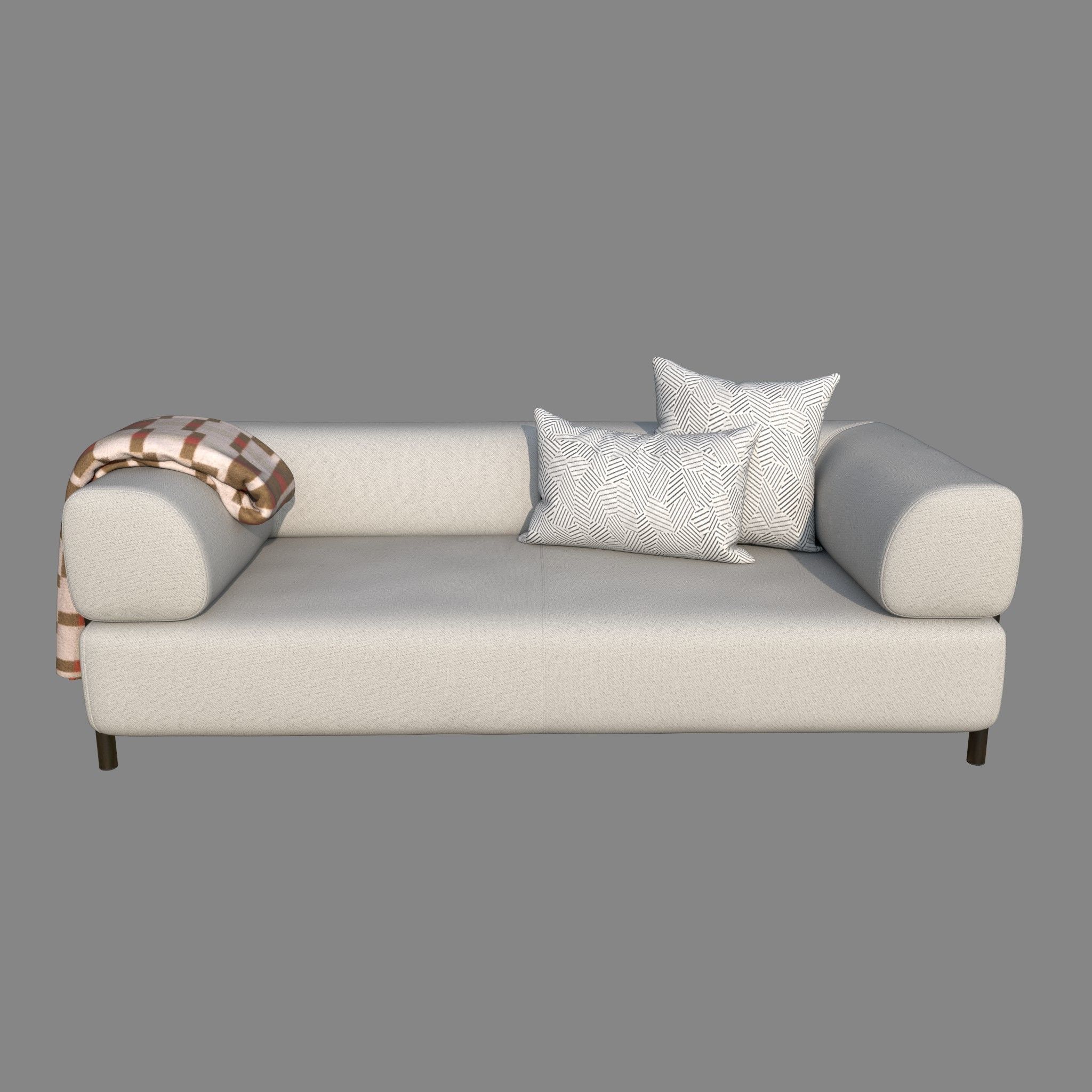 Sofa with pillow Low-poly 3D model_2