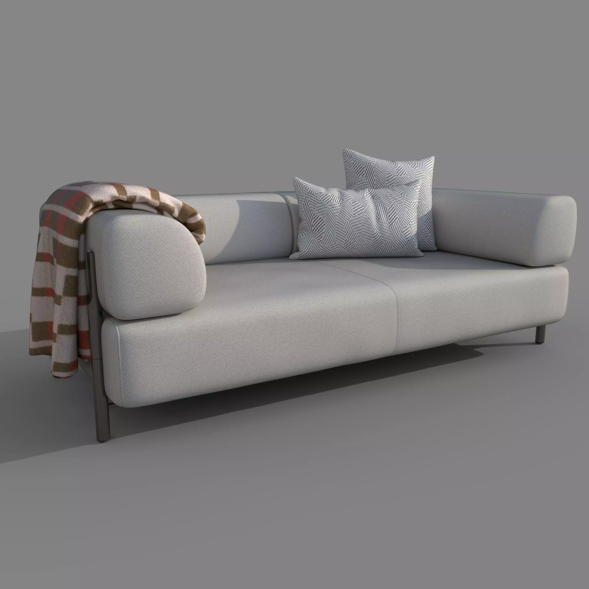 Sofa with pillow Low-poly 3D model_0