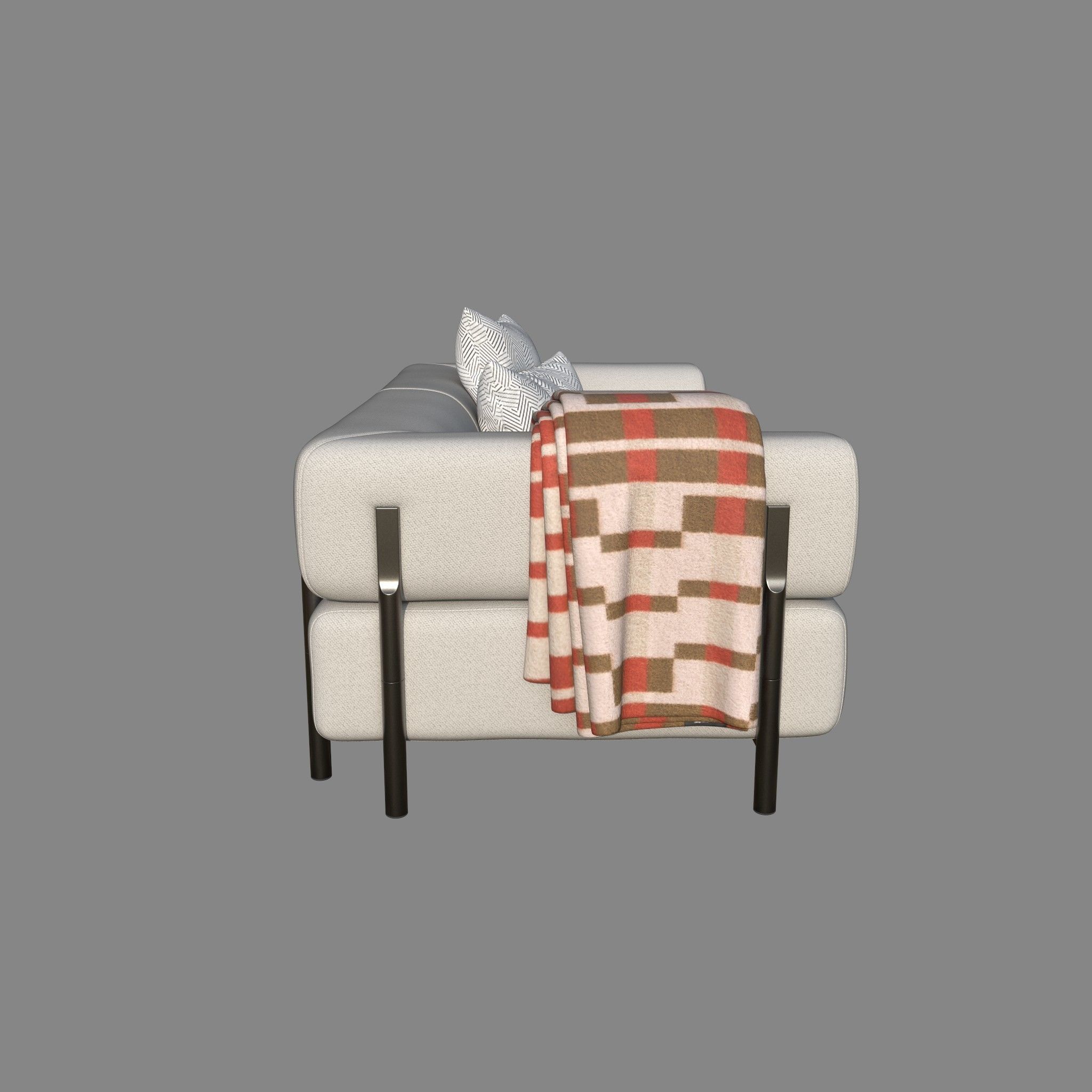 Sofa with pillow Low-poly 3D model_3