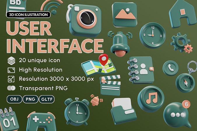 User Interface 3D Illustration Low-poly 3D model