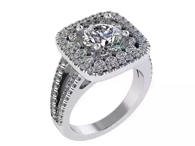 Square Halo Split Shank Ring 3055