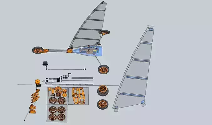 3D printed RC land sailing 3D print model