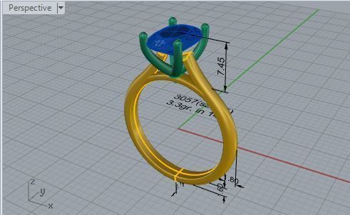 Oval Solitaire Ring 3057 3D print model_7