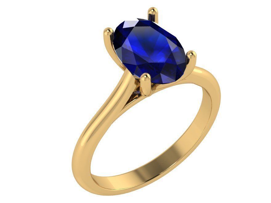 Oval Solitaire Ring 3057 3D print model_1