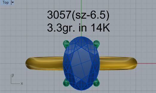 Oval Solitaire Ring 3057 3D print model_4