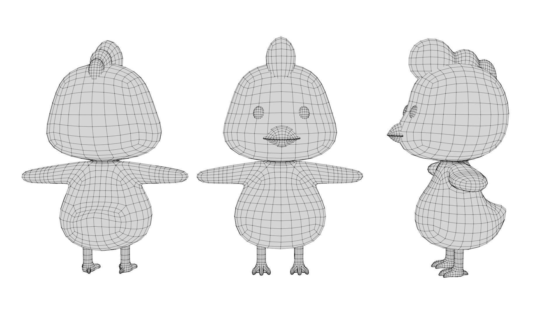 Rigged Cartoon Chicken Low-poly 3D model_5