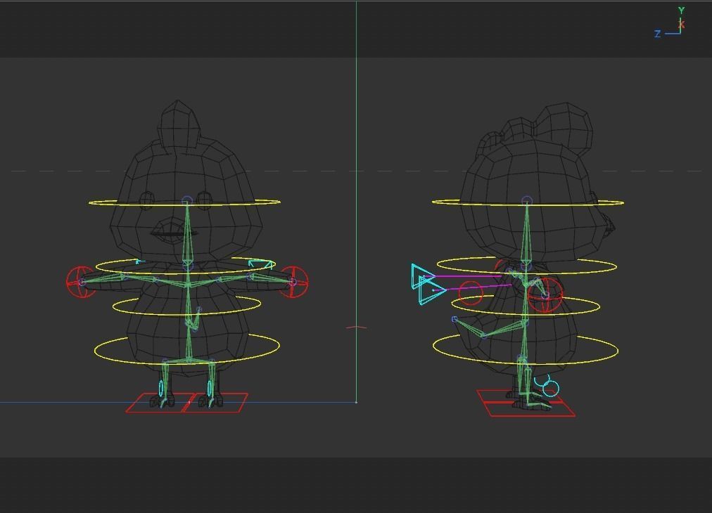 Rigged Cartoon Chicken Low-poly 3D model_7