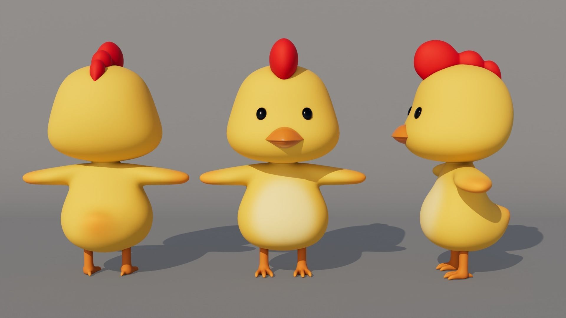 Rigged Cartoon Chicken Low-poly 3D model_3