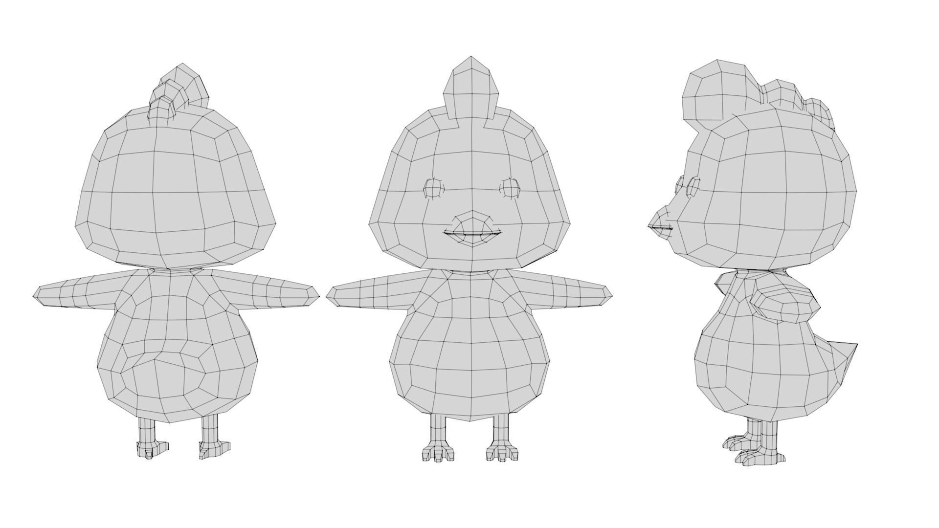 Rigged Cartoon Chicken Low-poly 3D model_6