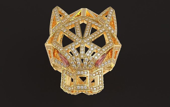Tiger Panther unisex Gold Leppard Ring 3D model