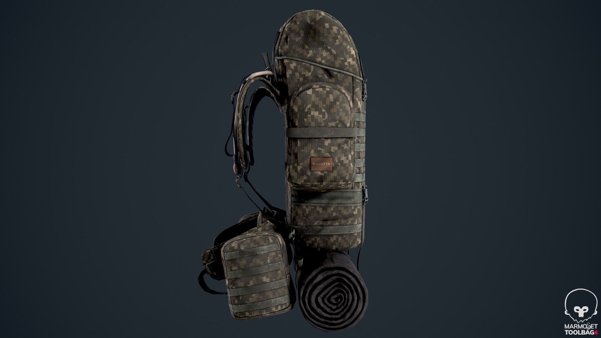 Game ready Backpack Bag Low-poly 3D model_4