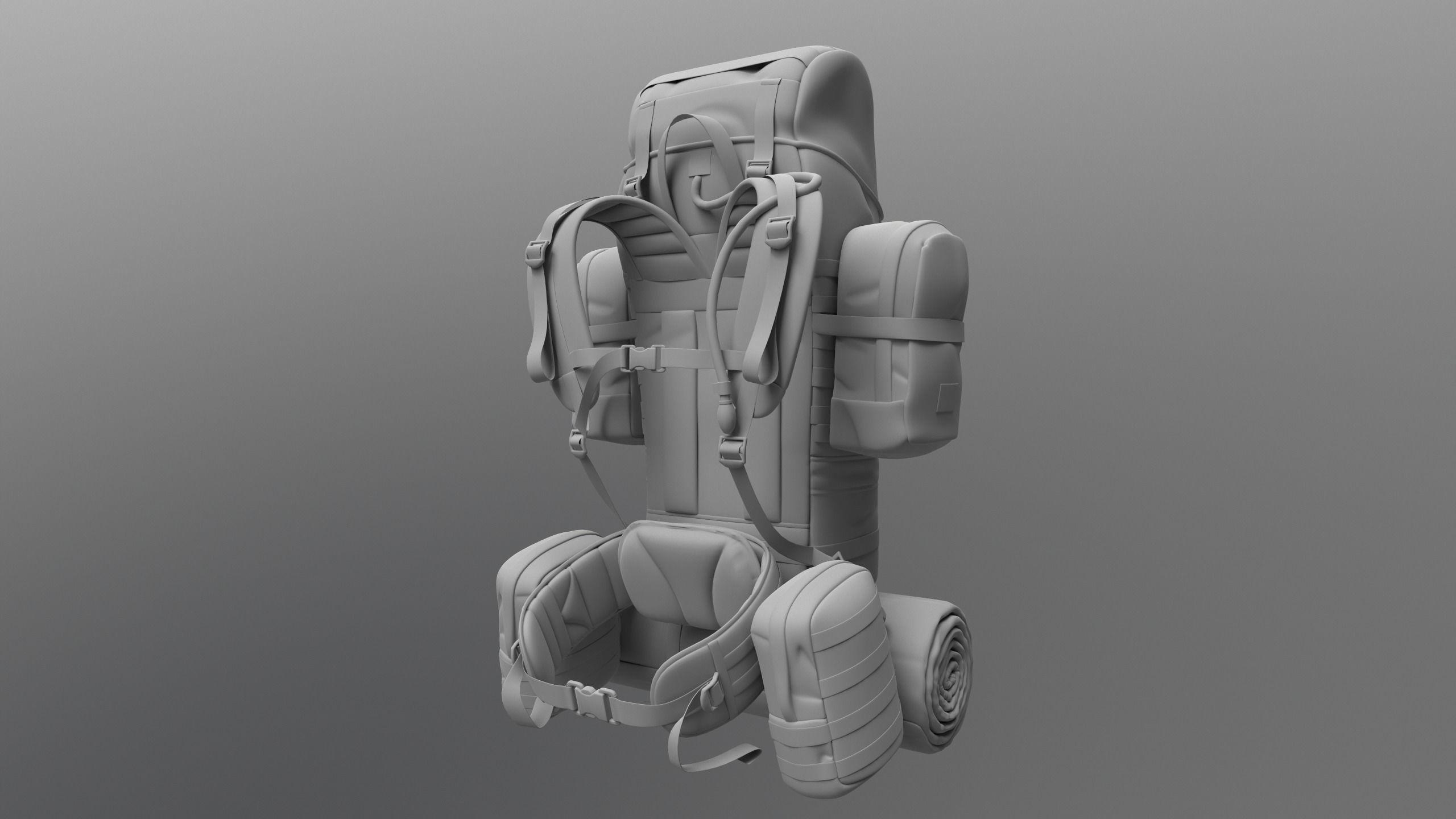 Game ready Backpack Bag Low-poly 3D model_12