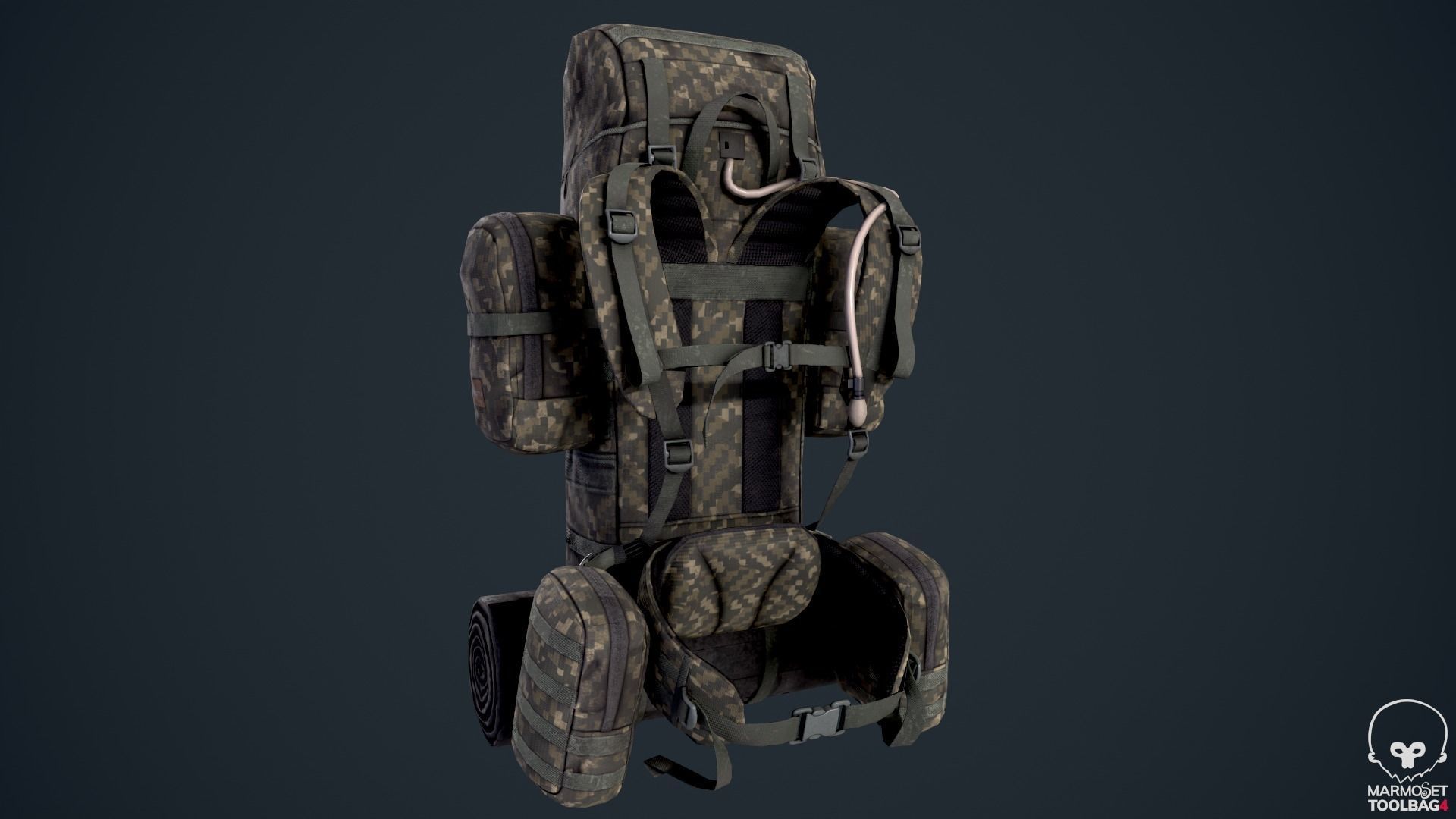 Game ready Backpack Bag Low-poly 3D model_2