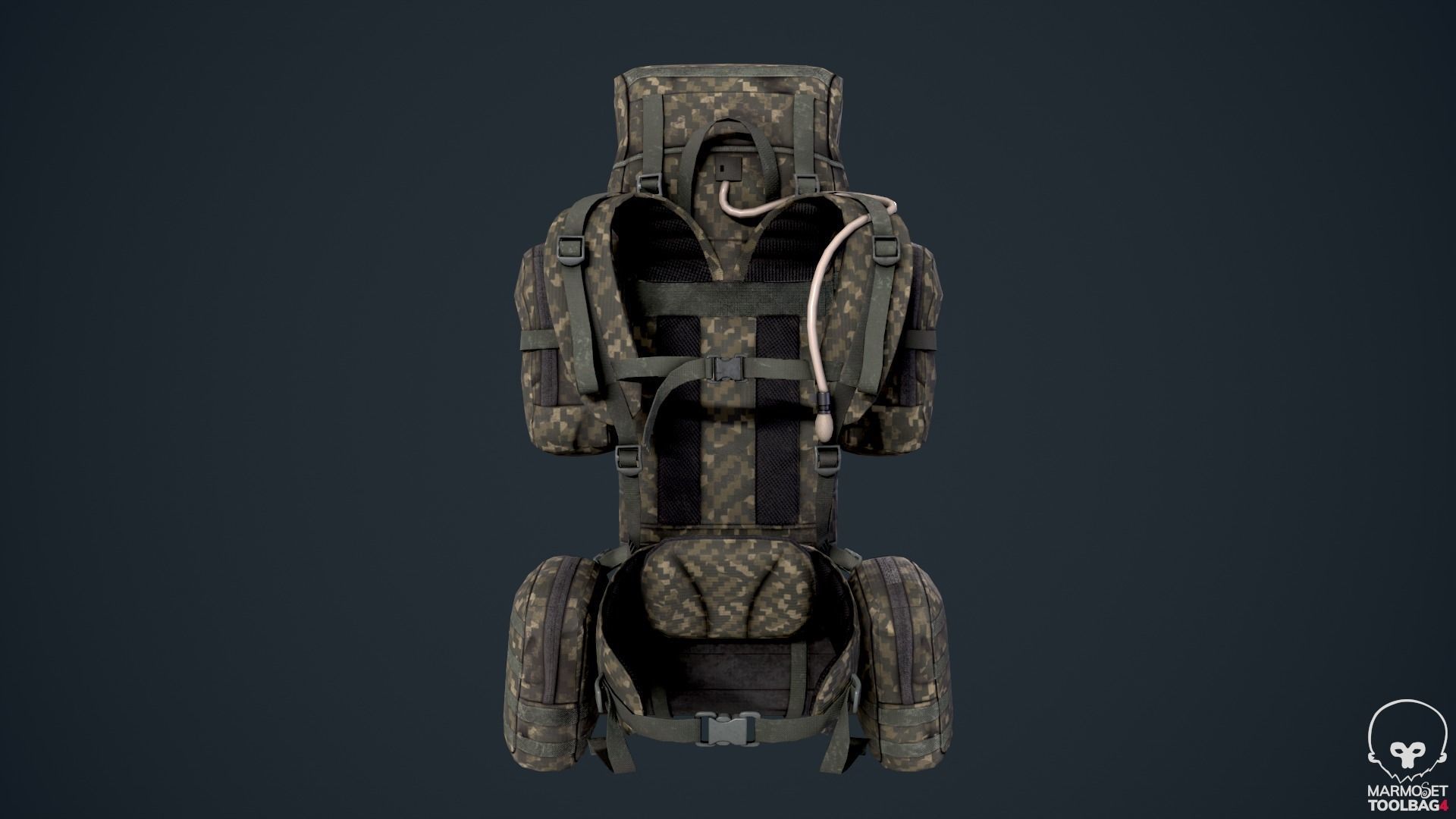 Game ready Backpack Bag Low-poly 3D model_5