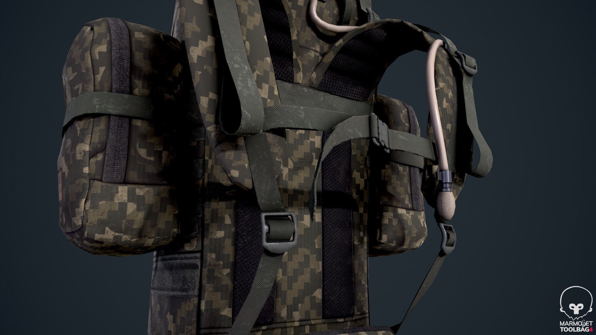 Game ready Backpack Bag Low-poly 3D model_6