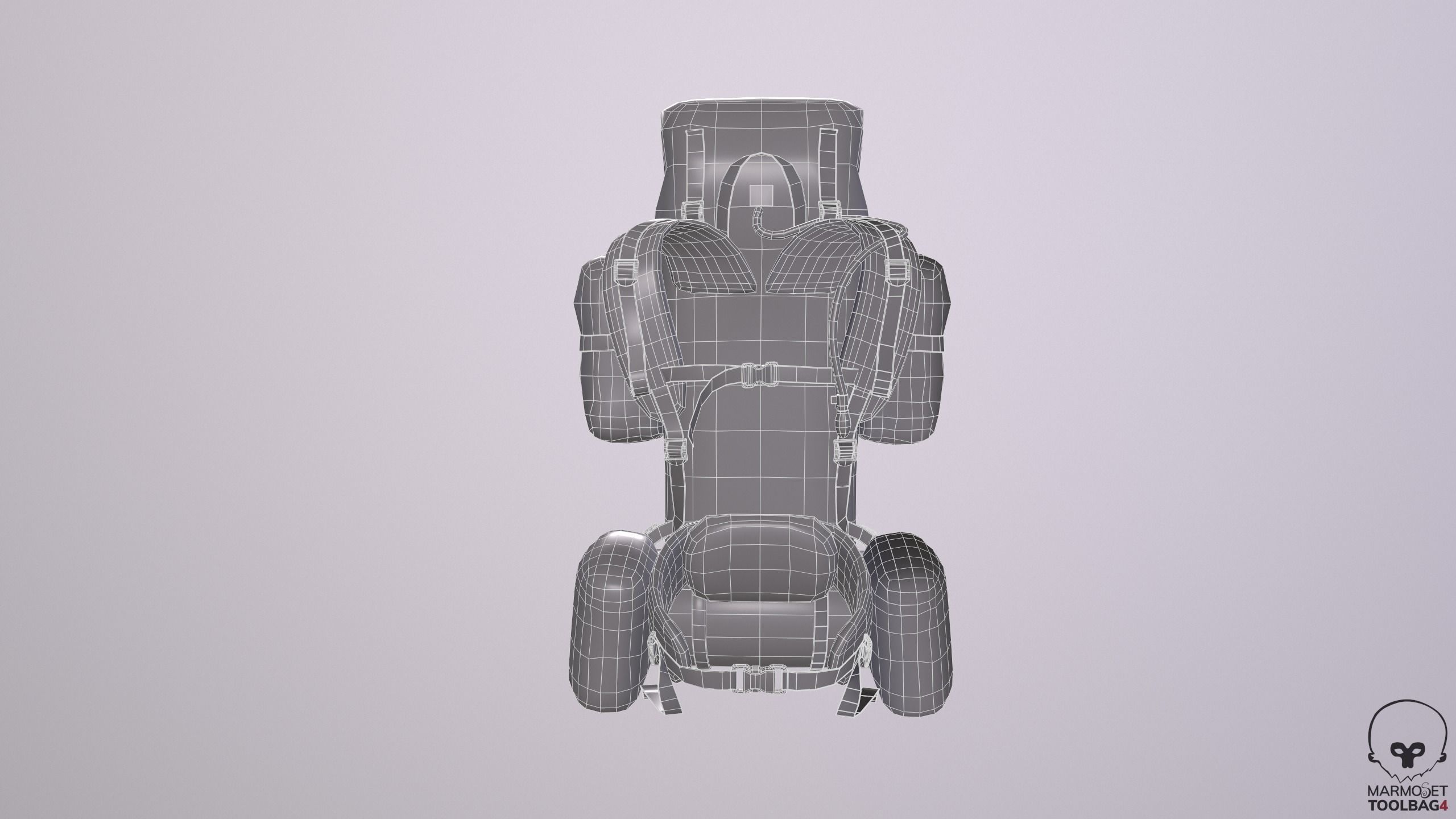 Game ready Backpack Bag Low-poly 3D model_9