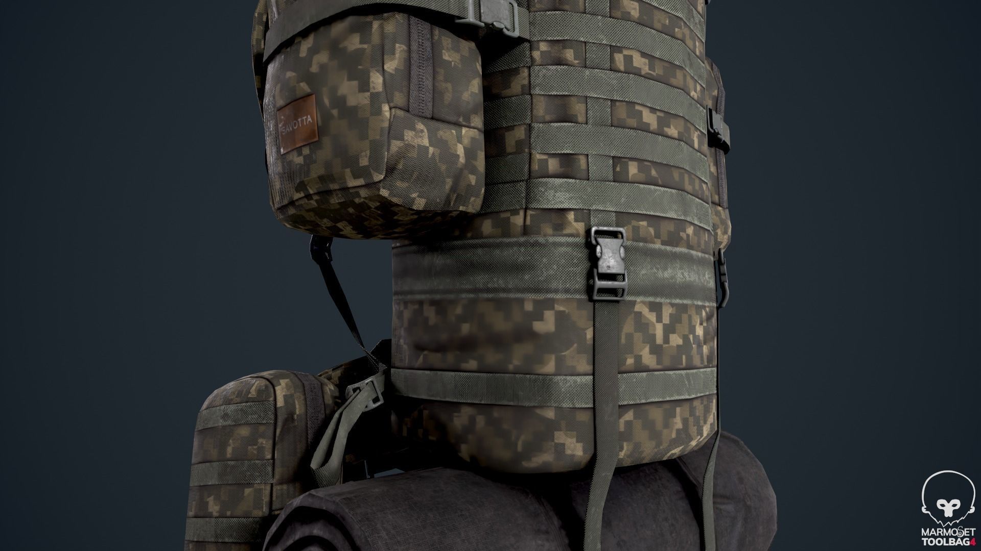 Game ready Backpack Bag Low-poly 3D model_7