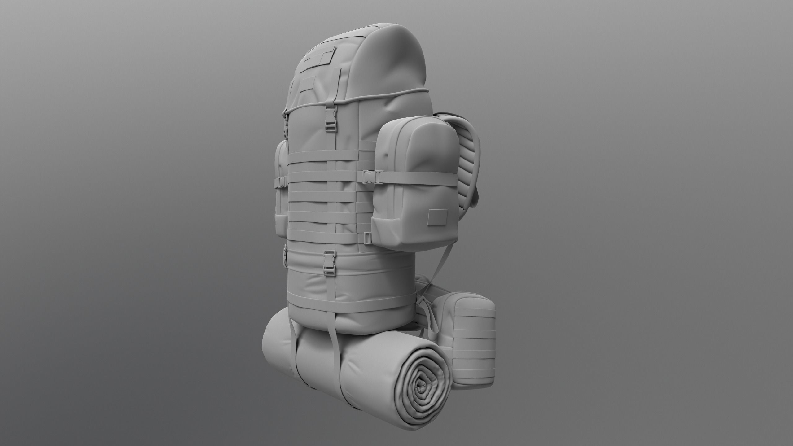 Game ready Backpack Bag Low-poly 3D model_11