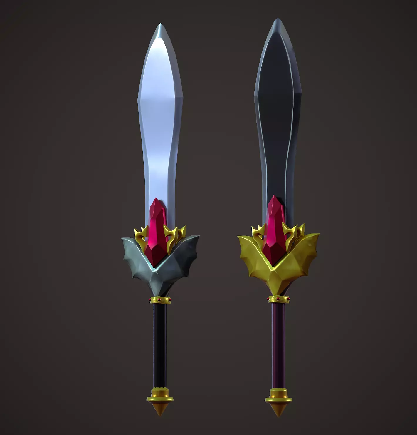 A stylized Vampire sword Low-poly 3D model_0