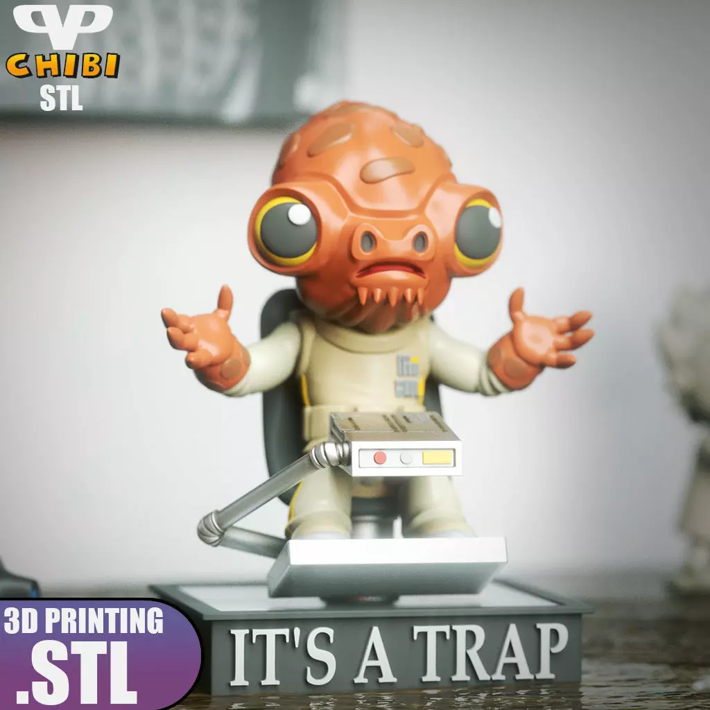 Admiral Ackbar Chibi STL for 3D Printing ChibiSTL 3DXM 3D print model