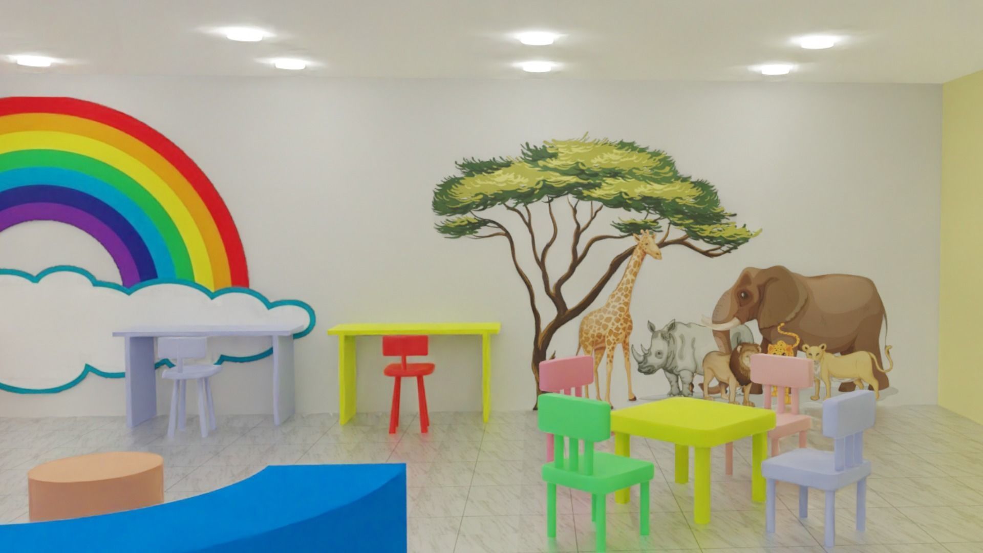 kids kindergarten vr base Low-poly 3D model_2