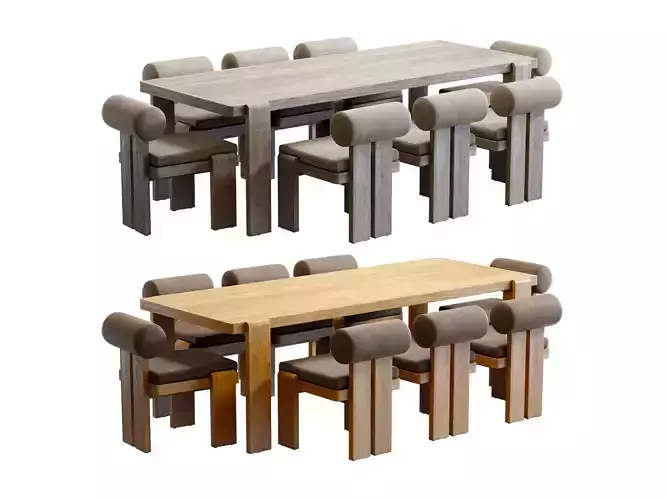 Restoration Hardware Vigo Table and Chairs 3D model