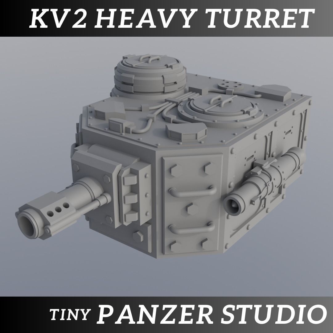 Heavy Turret KV2 - presupported 3D print model_4