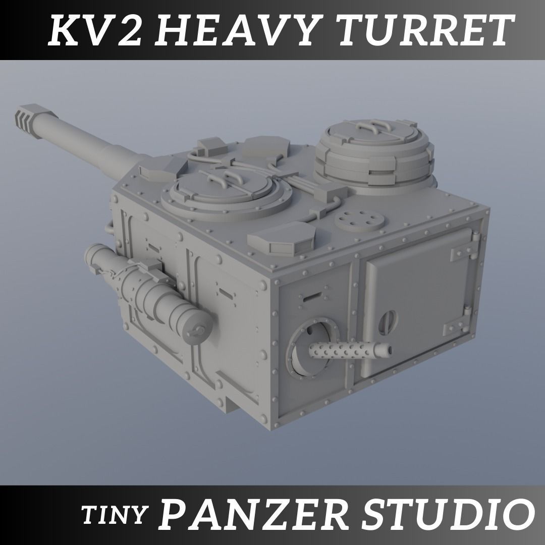 Heavy Turret KV2 - presupported 3D print model_3