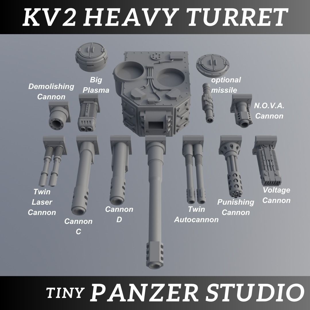 Heavy Turret KV2 - presupported 3D print model_6