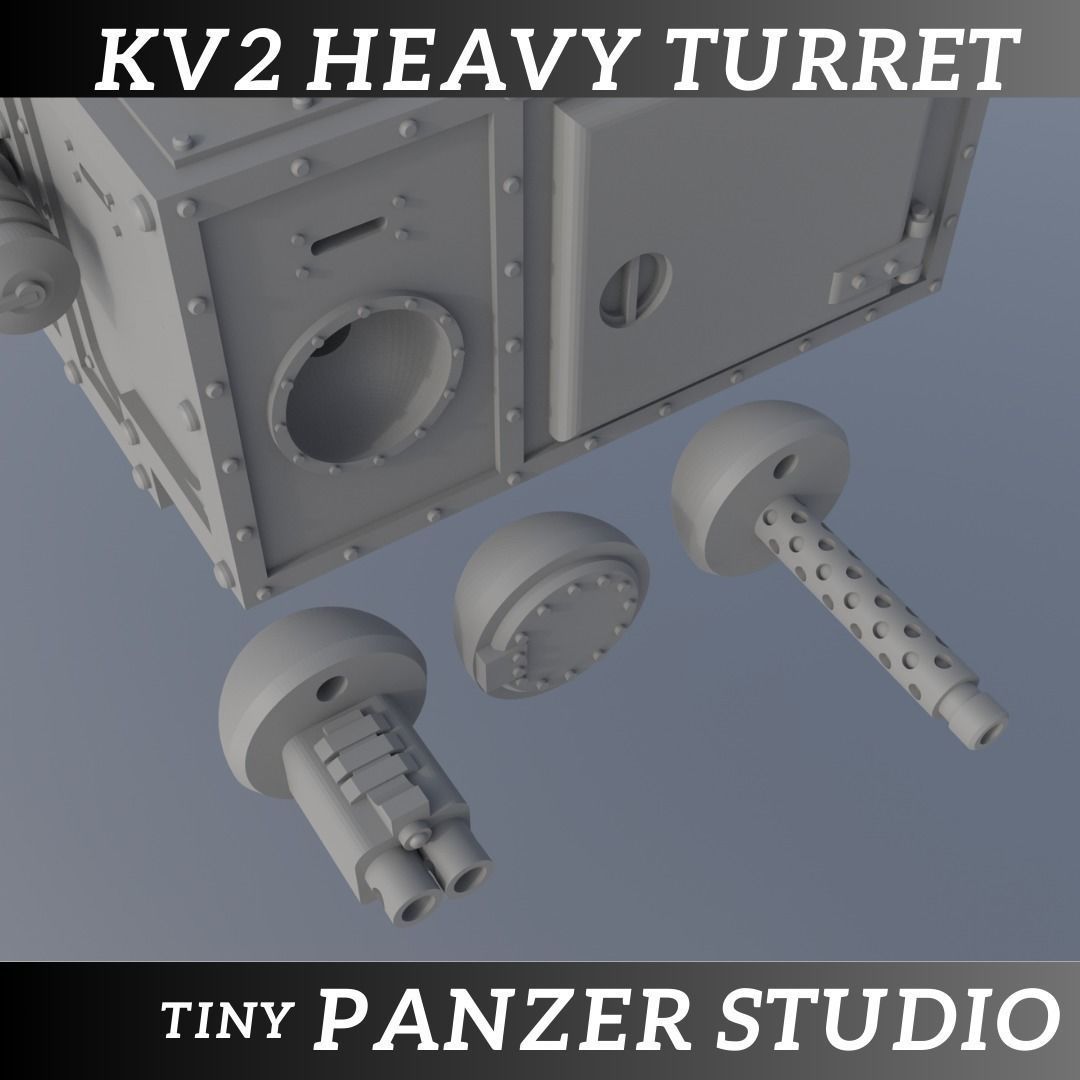 Heavy Turret KV2 - presupported 3D print model_1