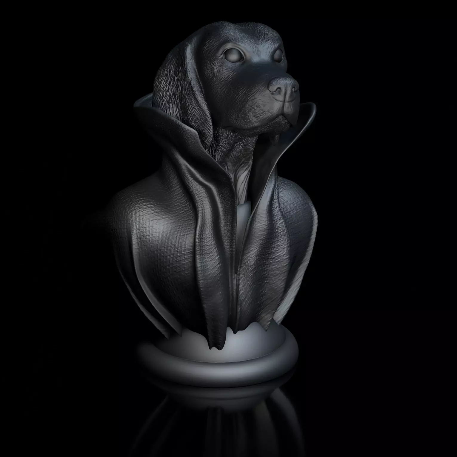 Beagle with Collar Cape on Pedestal 3D print model_0