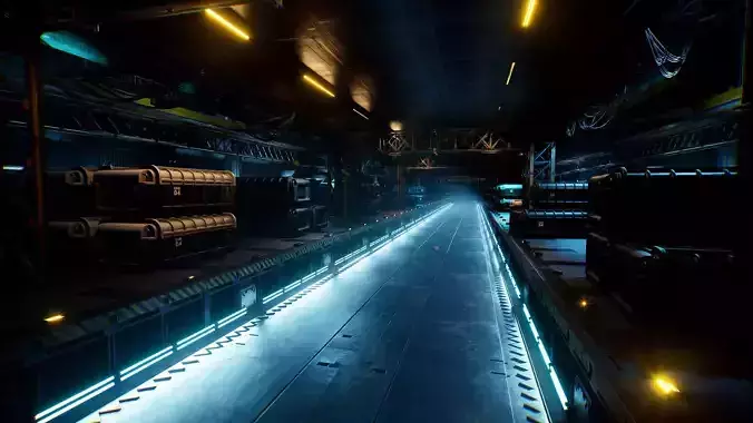 Sci-Fi Hangar Low-poly 3D model