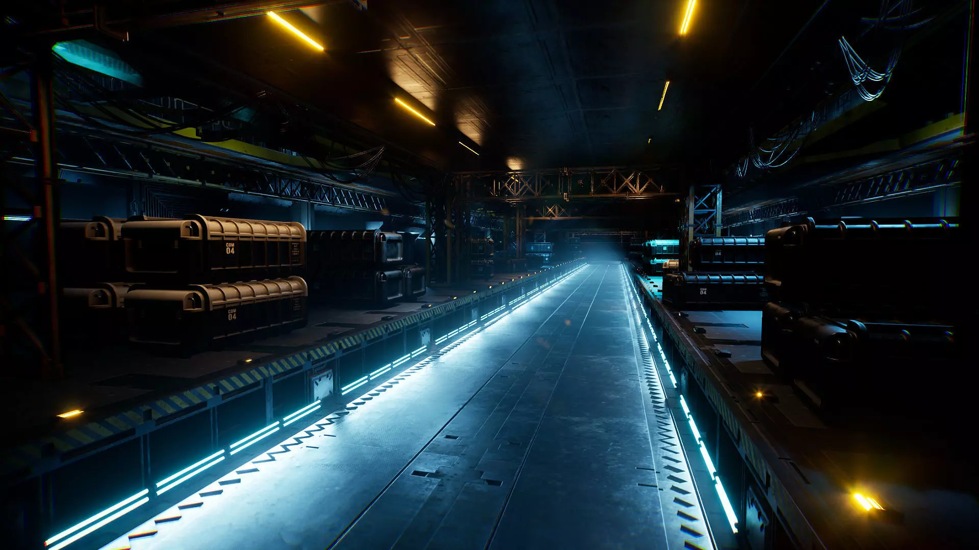 Sci-Fi Hangar Low-poly 3D model_0