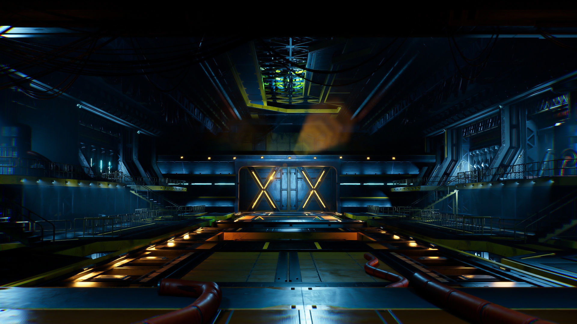 Sci-Fi Hangar Low-poly 3D model_9