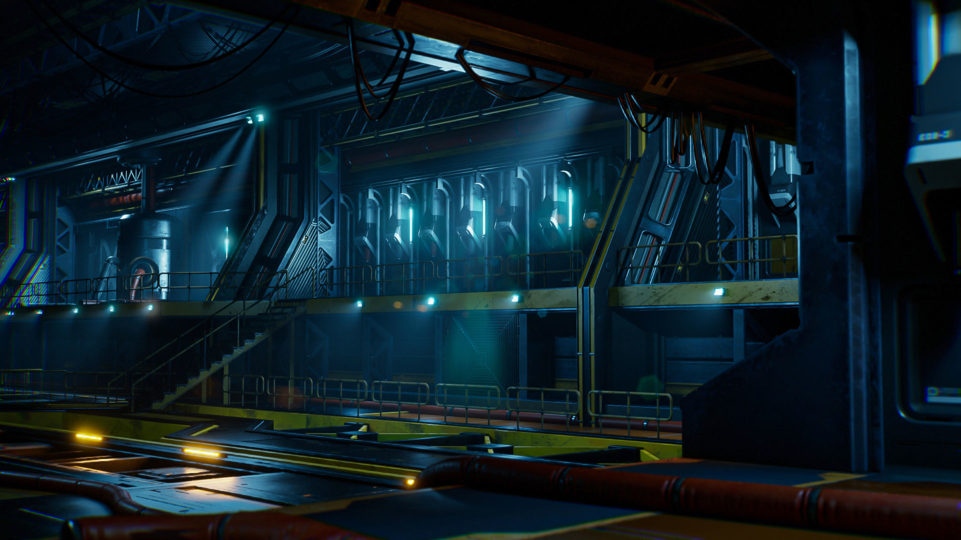 Sci-Fi Hangar Low-poly 3D model_5