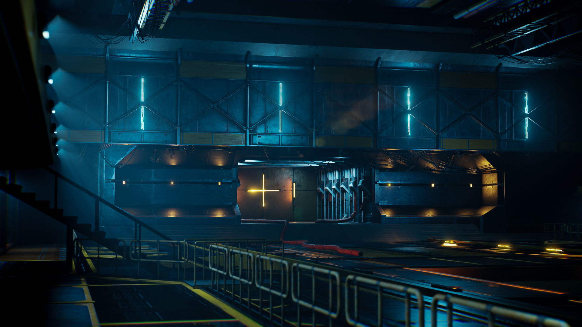 Sci-Fi Hangar Low-poly 3D model_10